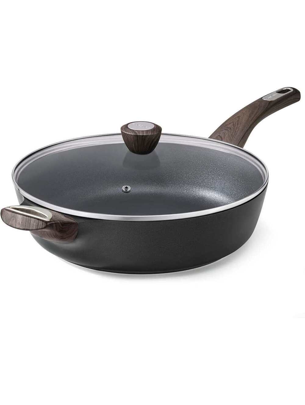 SENSARTE Nonstick Frying Pan Skillet with Lid, 12 Inch Large Deep Frying Pan